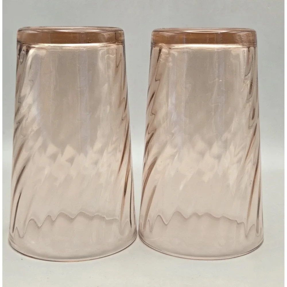 2 Vintage 60's Swirl Rosaline Tumblers 4.75